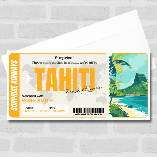 Tahiti French Polynesia Personalised Gift Voucher Surprise Trip Holiday Ticket
