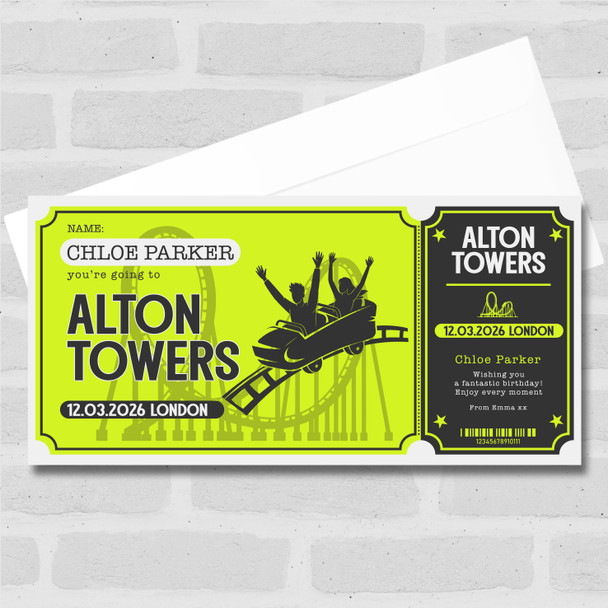 Theme Park Day Out Personalised Surprise Ticket Gift Voucher