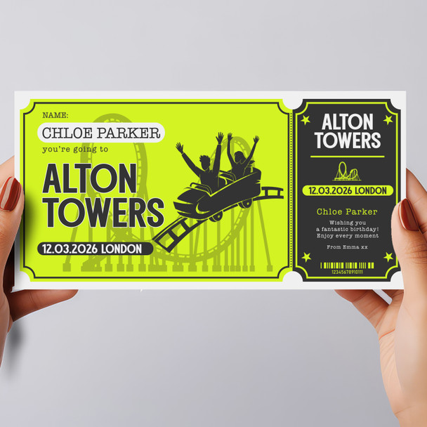 Theme Park Day Out Personalised Surprise Ticket Gift Voucher