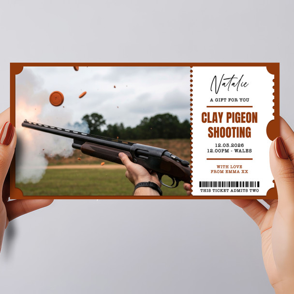 Clay Pigeon Shooting Personalised Surprise Ticket Gift Voucher