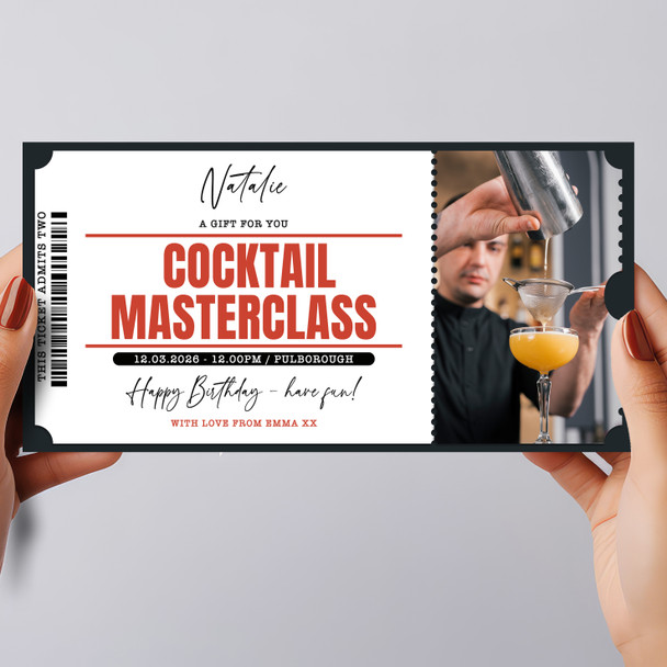 Cocktail Masterclass Personalised Surprise Ticket Gift Voucher