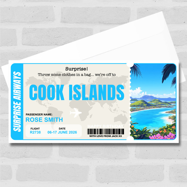 Cook Islands Pass Personalised Gift Voucher Surprise Trip Holiday Ticket