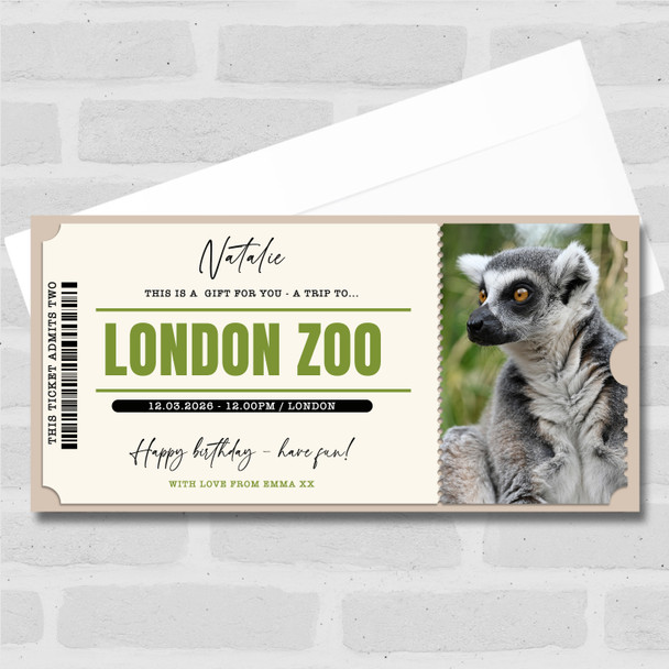 Day Out At The Zoo Personalised Surprise Ticket Gift Voucher