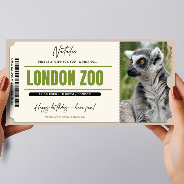 Day Out At The Zoo Personalised Surprise Ticket Gift Voucher