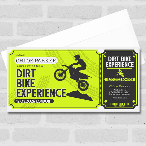 Dirt Bike Experience Personalised Surprise Ticket Gift Voucher
