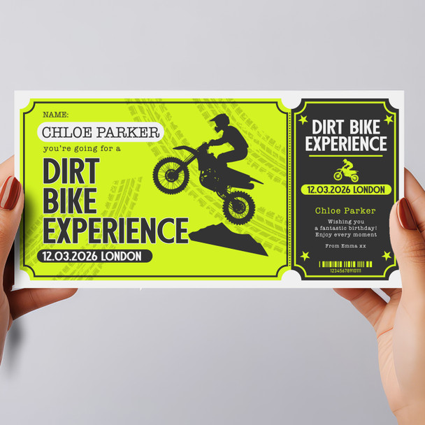 Dirt Bike Experience Personalised Surprise Ticket Gift Voucher