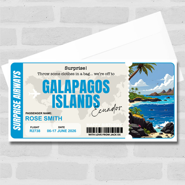 Galapagos Islands Ecuador Personalised Gift Voucher Surprise Trip Holiday Ticket