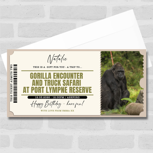 Gorilla Encounter And Truck Safari Personalised Surprise Ticket Gift Voucher