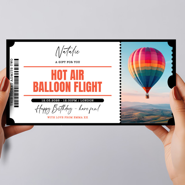 Hot Air Balloon Flight Personalised Surprise Ticket Gift Voucher