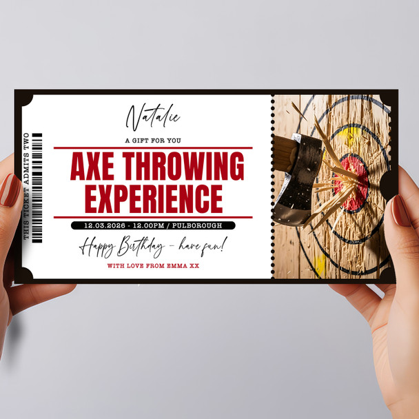 Axe Throwing Experience Personalised Surprise Ticket Gift Voucher