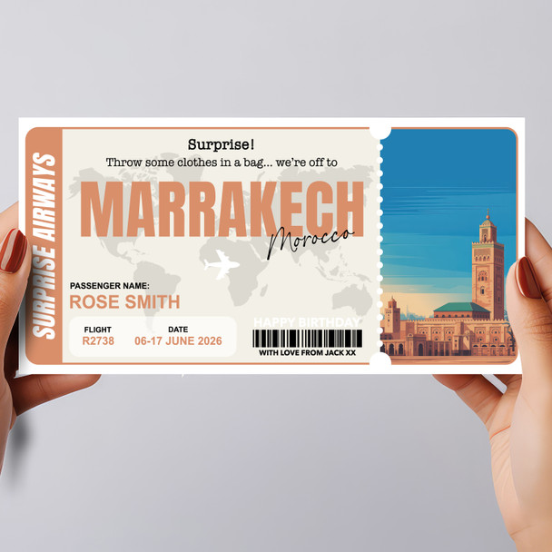 Morocco Marrakech Pass Personalised Gift Voucher Surprise Trip Holiday Ticket