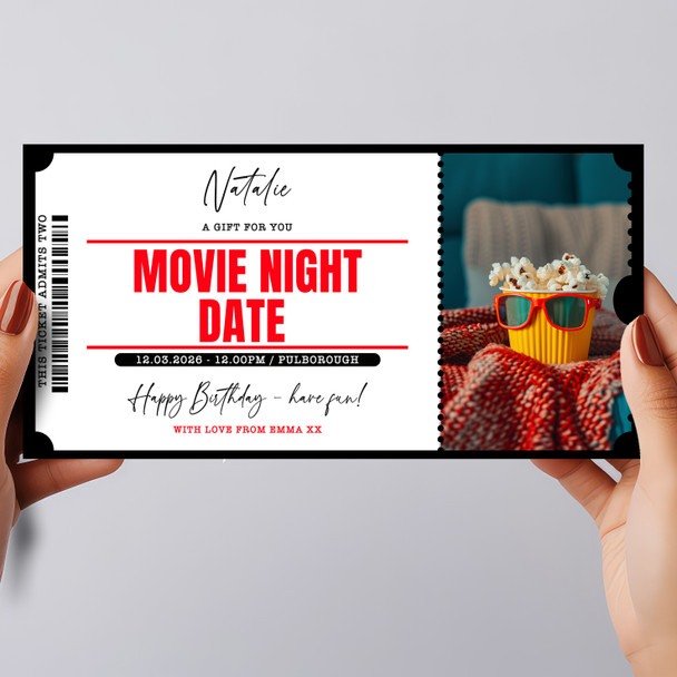 Movie Night Date Personalised Surprise Ticket Gift Voucher