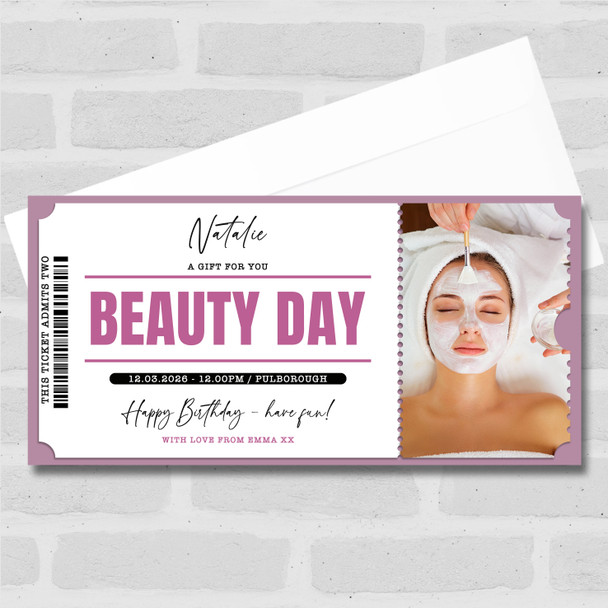 Beauty Day Spa Treatment Personalised Surprise Ticket Gift Voucher
