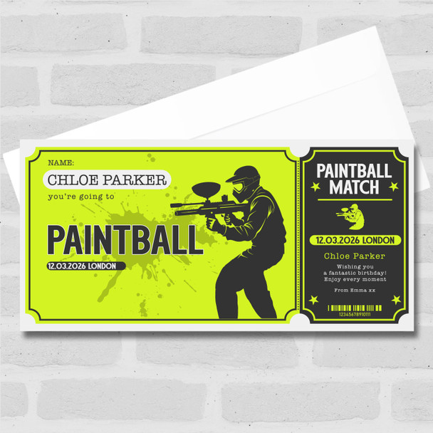 Paintball Personalised Surprise Ticket Gift Voucher