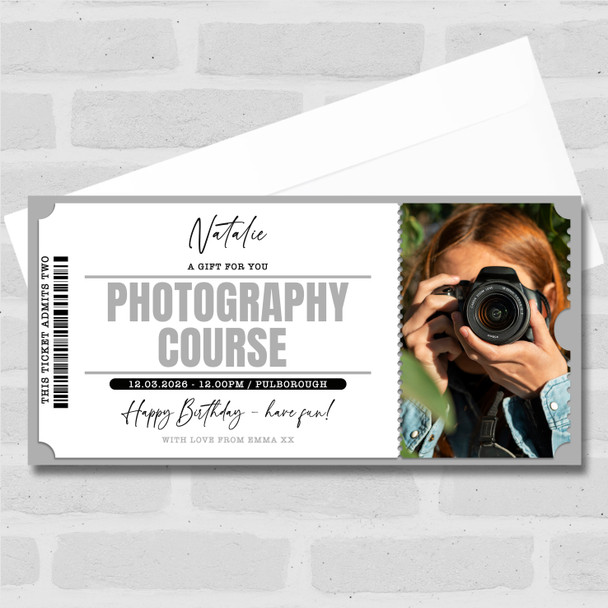 Photography Course Personalised Surprise Ticket Gift Voucher
