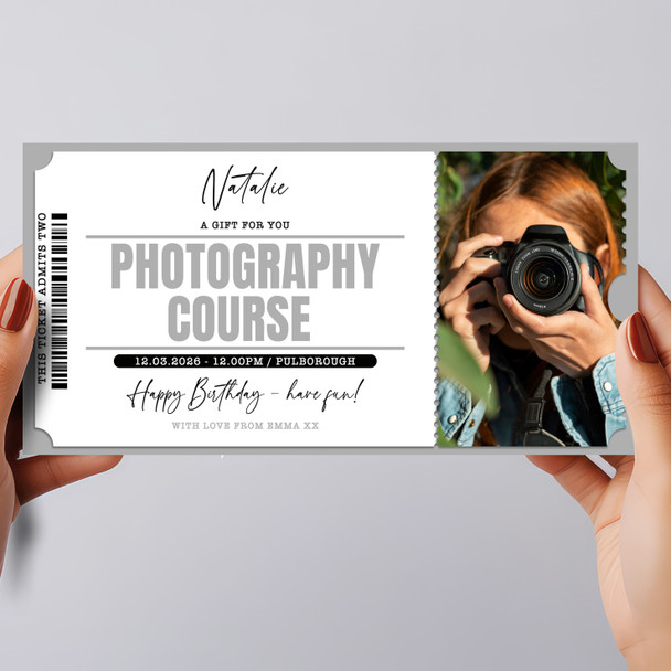 Photography Course Personalised Surprise Ticket Gift Voucher
