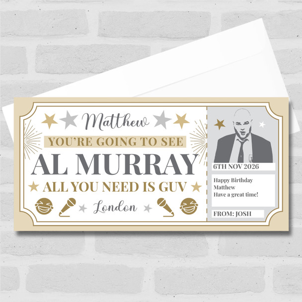 Al Murray Comedy Show Stars Gold Personalised Surprise Ticket Gift Voucher