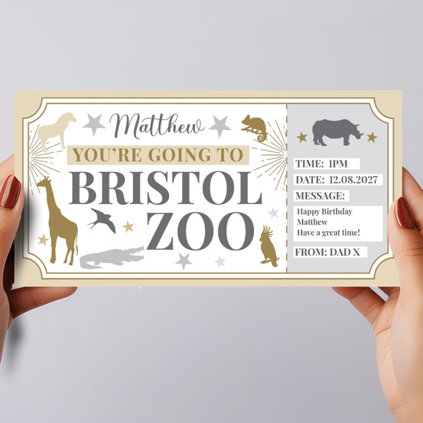Bristol Zoo Stars Gold Personalised Surprise Ticket Gift Voucher