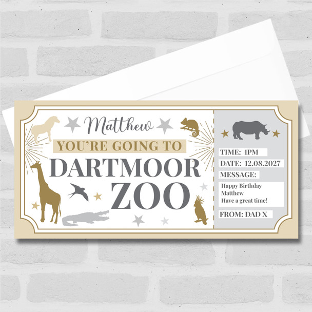 Dartmoor Zoo Stars Gold Personalised Surprise Ticket Gift Voucher
