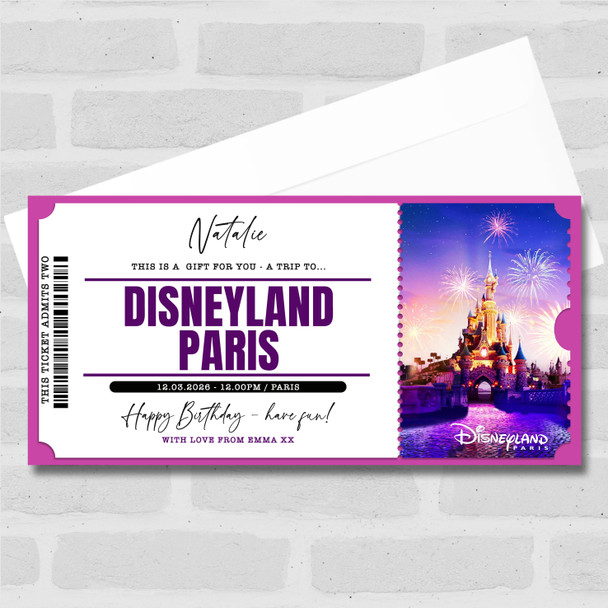 Disneyland Paris Trip Personalised Surprise Ticket Gift Voucher