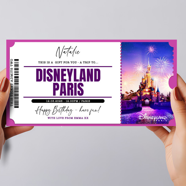 Disneyland Paris Trip Personalised Surprise Ticket Gift Voucher