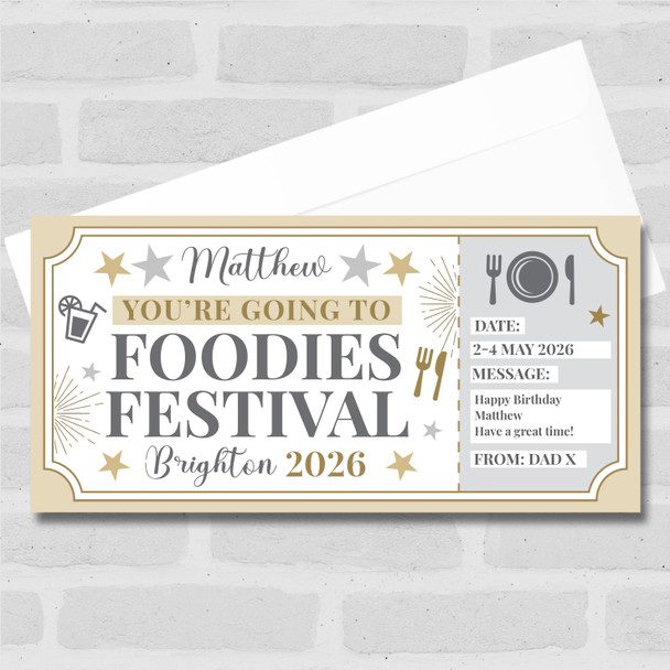 Foodies Festival Stars Gold Personalised Surprise Ticket Gift Voucher