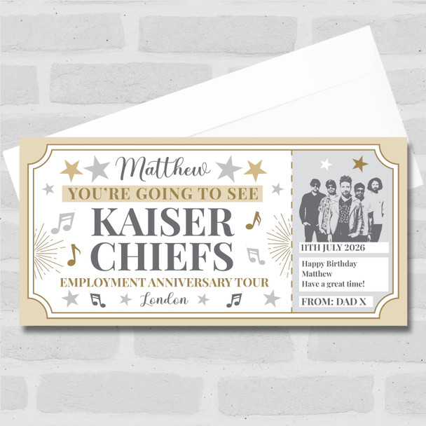 Kaiser Chiefs Concert Stars Gold Personalised Surprise Ticket Gift Voucher