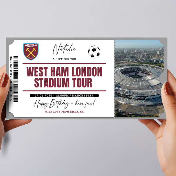 London Football Stadium Tour Personalised Surprise Ticket Gift Voucher