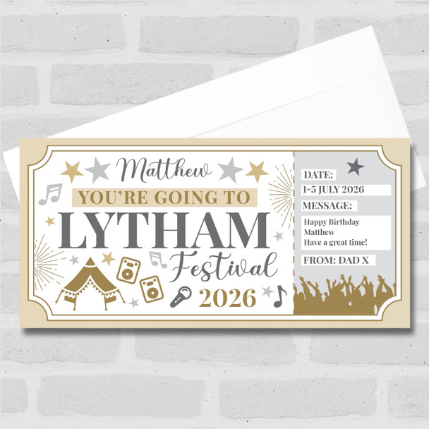 Lytham Festival Stars Gold Personalised Surprise Ticket Gift Voucher