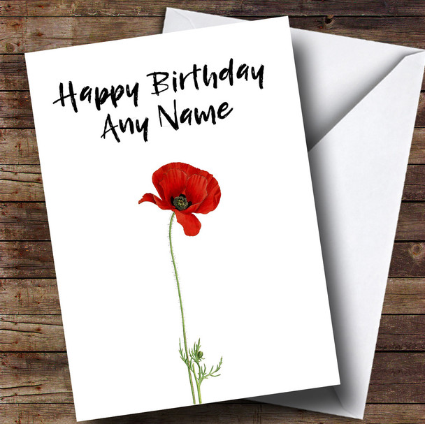 White Poppy Personalised Birthday Card