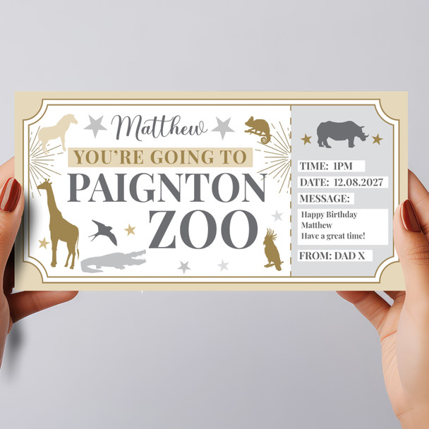Paignton Zoo Stars Gold Personalised Surprise Ticket Gift Voucher