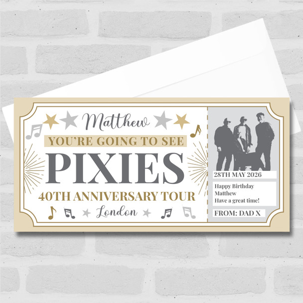 Pixies Concert Stars Gold Personalised Surprise Ticket Gift Voucher