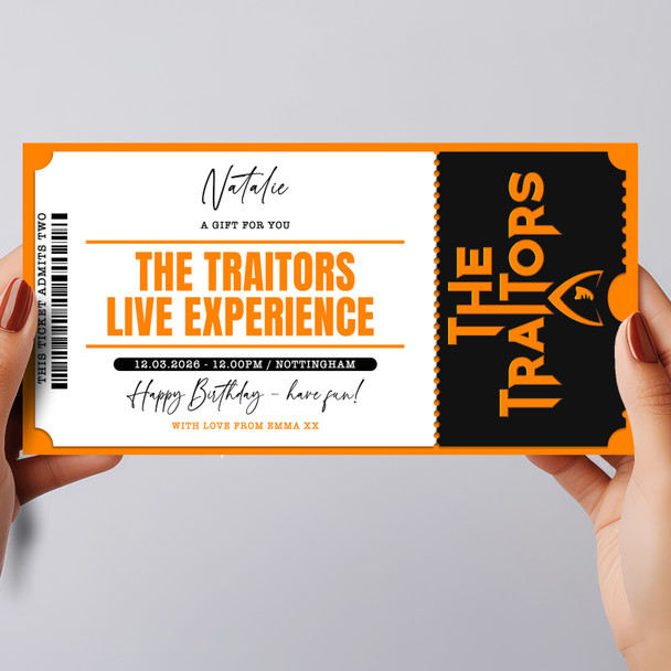 The Traitors Live Experience Personalised Surprise Ticket Gift Voucher