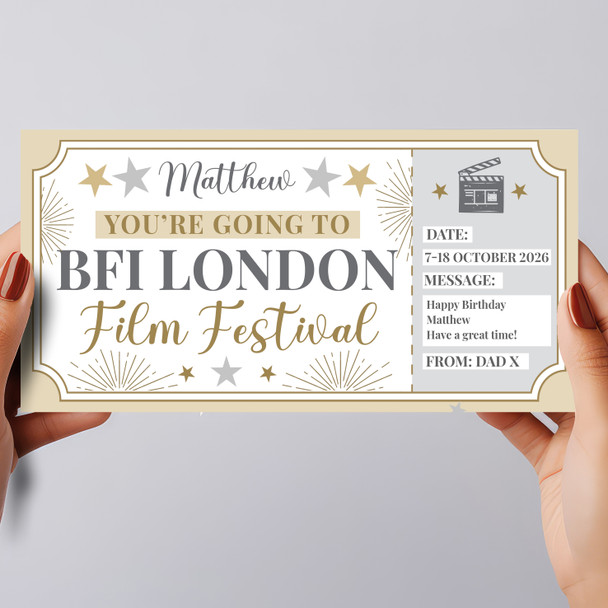 BFI London Film Festival Stars Gold Personalised Surprise Ticket Gift Voucher