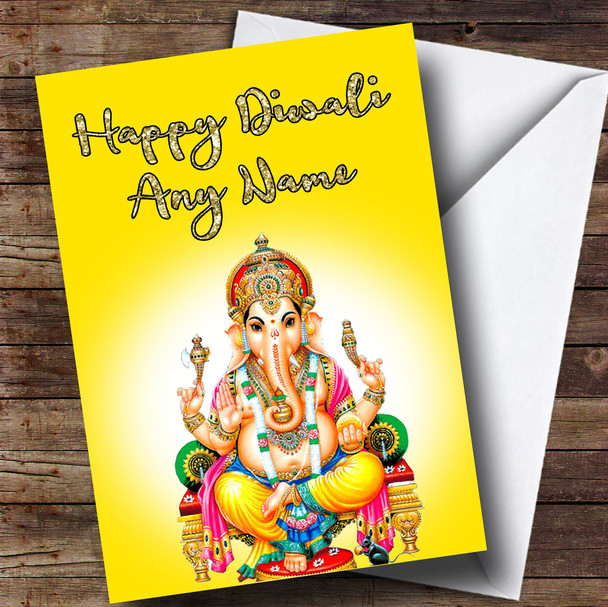 Lord Ganesh Yellow Personalised Diwali Card