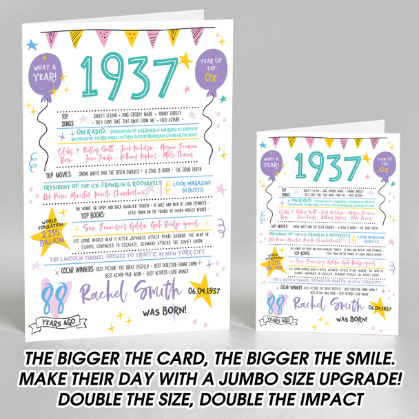 Born In 1937 Colour Birthday Facts Any Year Any Age Personalised Birthday Card