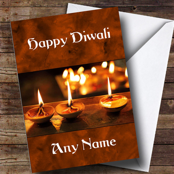 Orange Candles Personalised Diwali Card