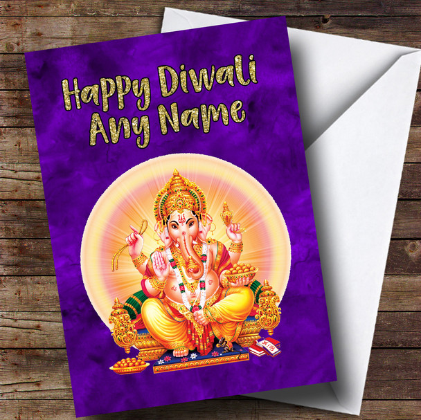 Purple Lord Ganesh Personalised Diwali Card