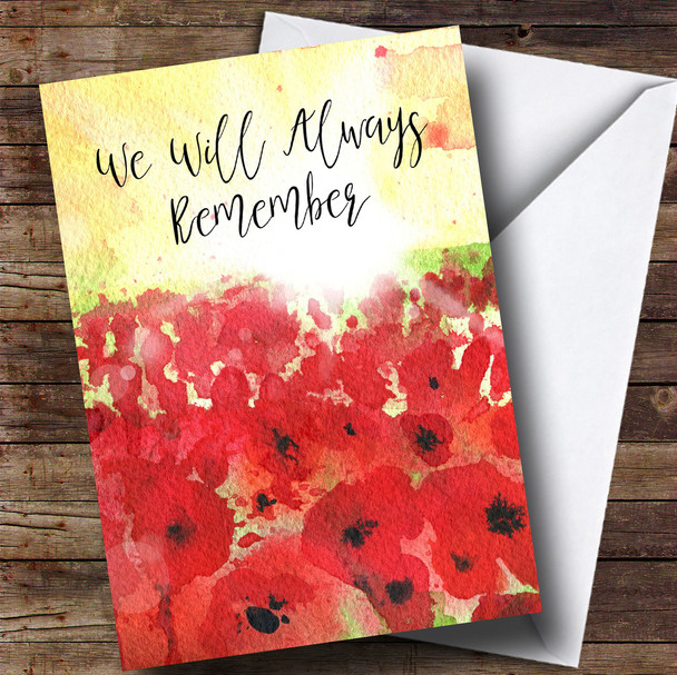 Poppy Field & Sun Personalised Rememberance Day Card