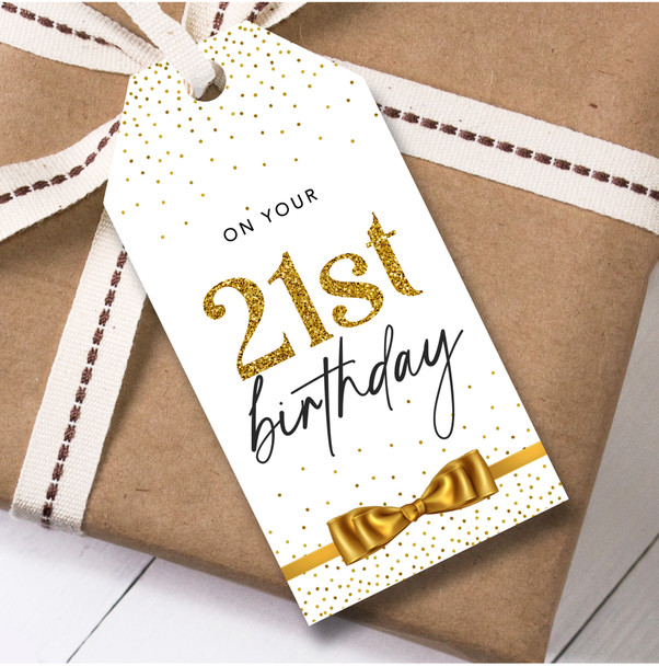 Birthday 12 Large Gift Tags 21st Birthday Gold And White