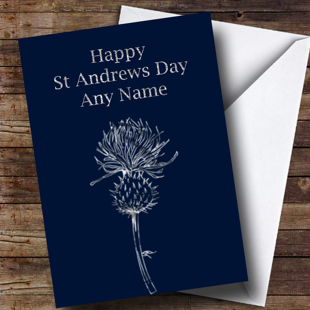 Silver Scottish Thistle Personalised St Andrews Day