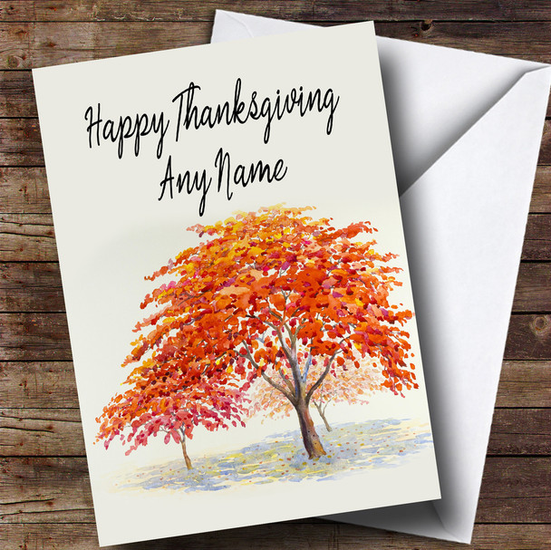 Autumn Fall Tree Personalised Thanksgiving Card