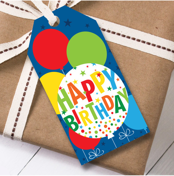 Birthday 12 Large Gift Tags Balloons Kids Birthday