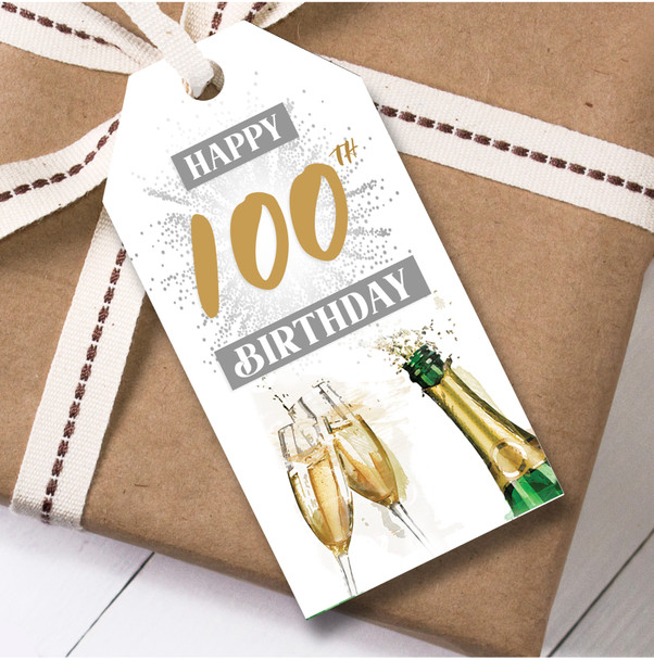 Birthday 12 Large Gift Tags Birthday 100th Champagne Flutes