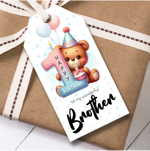12 Gift Tags For Brother 1st Birthday Animals Balloons Boys Birthday