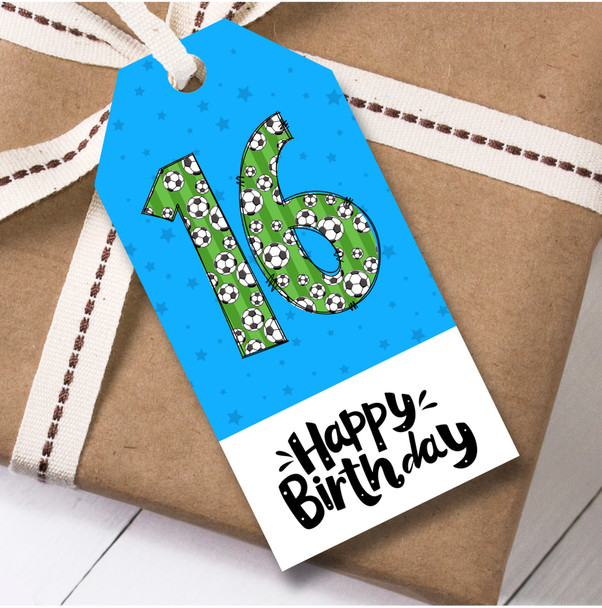 12 Large Gift Tags 16th Birthday Football Number Boys Birthday