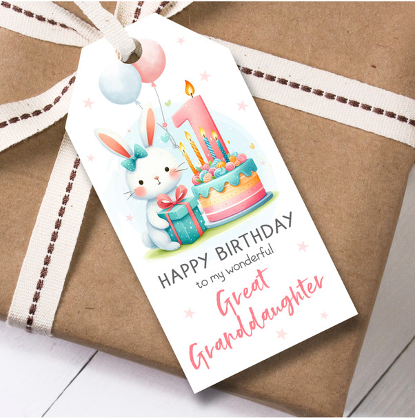 12 Gift Tags For Great Granddaughter 1st Birthday Bunny Cake Birthday