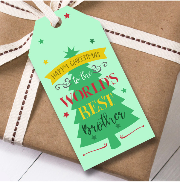Christmas 12 Large Gift Tags For Brother Green Christmas Tree Worlds Best