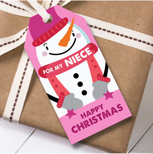 Christmas 12 Large Gift Tags For Niece Snowman Kids Christmas