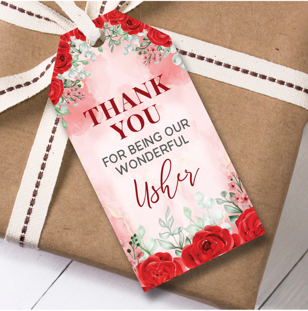 Thank You Wedding Day 12 Large Gift Tags Usher Thank You Red Wedding Favour